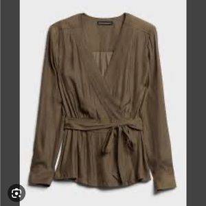 Banana Republic Tie-Waist Blouse | Heritage Olive Green | Size S